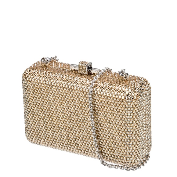 Judith Leiber Champagne Small Gold Minaudiere Slide Lock Bag/Clutch - Picture 6 of 16